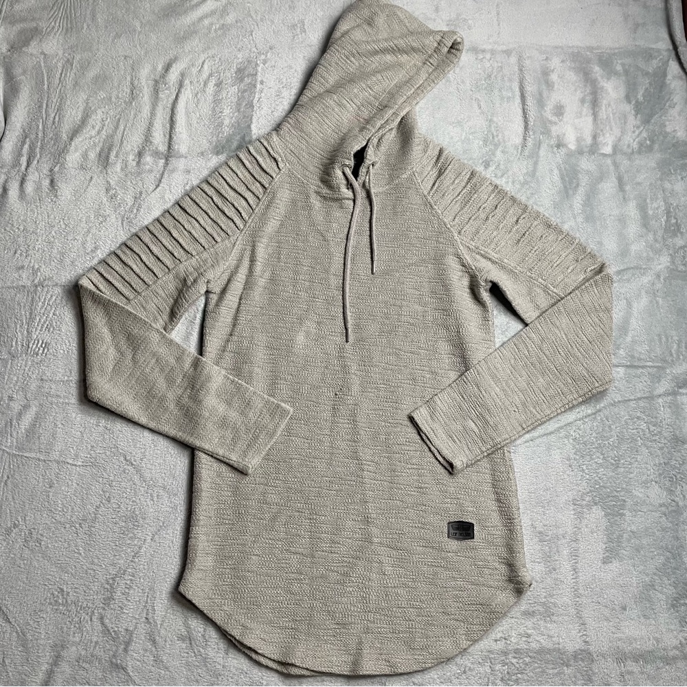 Leif Nelson Sweater Small Men’s Hooded Turkish Cotton Terry Taupe